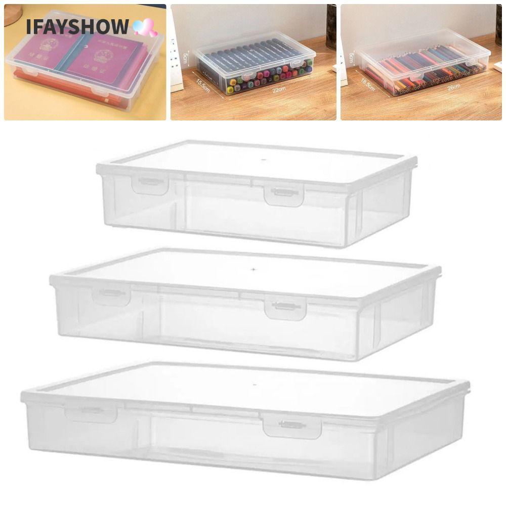 IFAYSHOW 1 ชิ้น A4 A5 แฟ้ม,ภาชนะเก็บเอกสารมัลติฟังก์ชั่นโปร่งใส, กล่องแฟ้มพลาสติกกันฝุ่นความจุขนาดใหญ่สําหรับใบรับรองข้อมูลเครื่องเขียนเครื่องประดับ