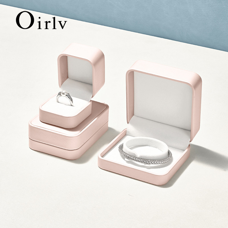 Oirlv กล่องแหวนแต่งงานหนัง PU เครื่องประดับกล่องของขวัญหรูหรา H161