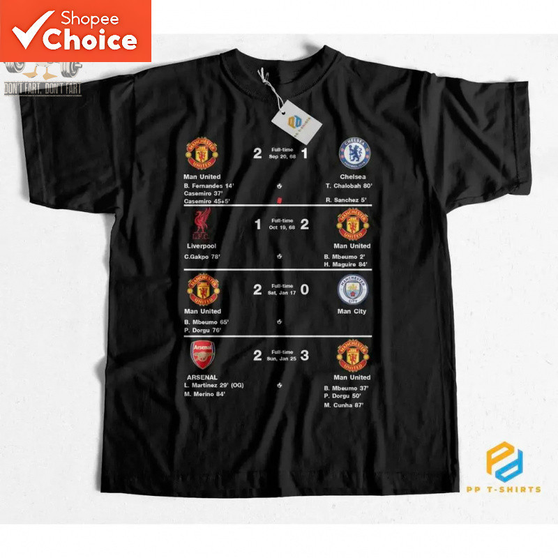เสื้อยืดแมนยูชนะ รวมสกอร์ ทรงตรงปกติ ใส่ได้ทั้งชาย หญิง เสื้อสกรีนใหม่ตามออเดอร์ทุกตัว เสื้อ ขัด