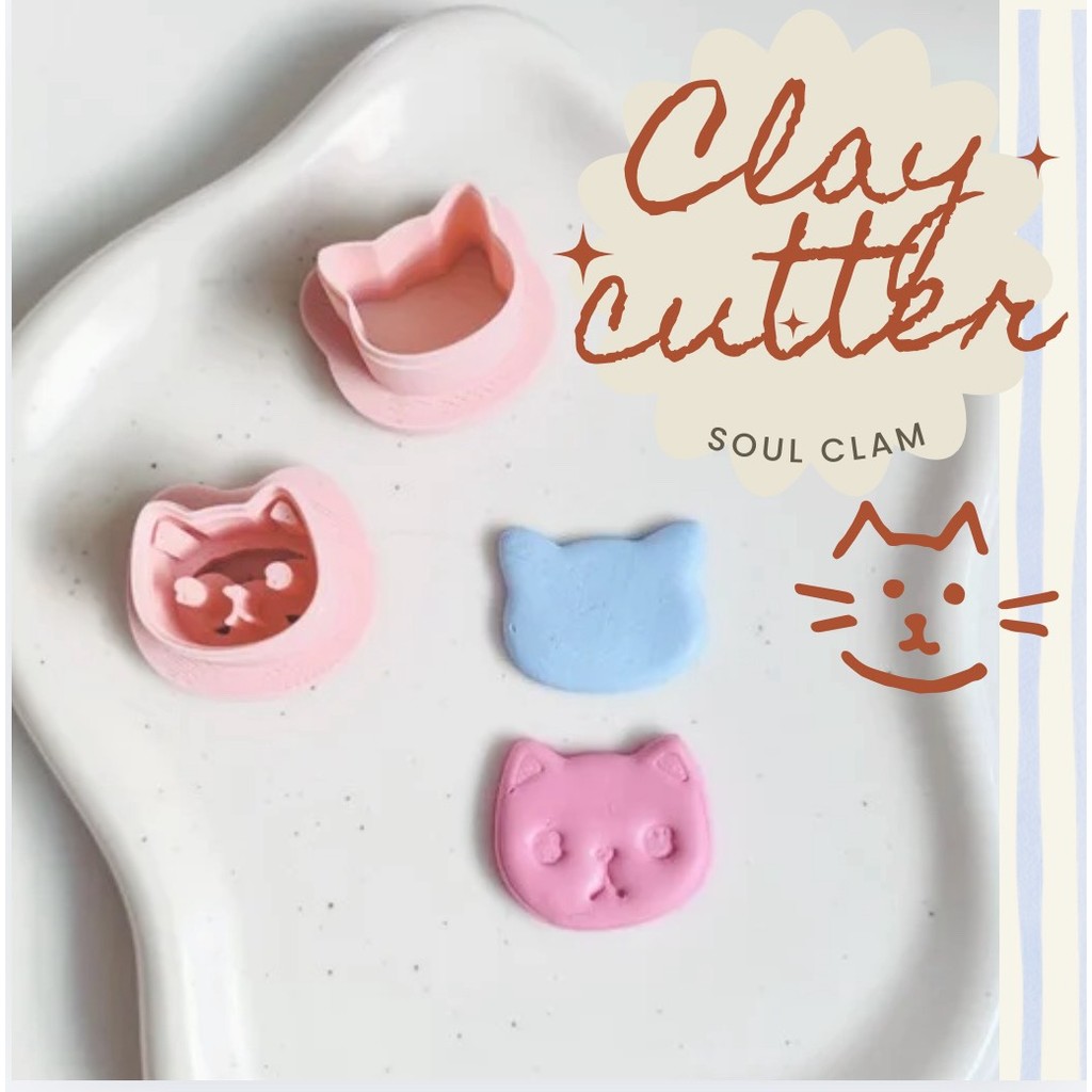Clay Cutter ตัวตัดดินโพลิเมอร์ เเมว cat พิมพ์กดดินทำต่างหู สัตว์น่ารัก ตัดขาดง่าย polymer clay ct4