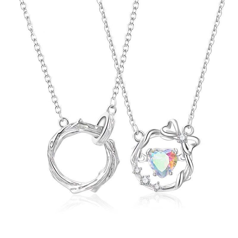 S999 คนรักรักสร้อยคอคู่โบว์กระดูกไหปลาร้าพรีเมี่ยมวันเกิดของขวัญวันวาเลนไทน์สําหรับเรื่อง s999 คนรัก