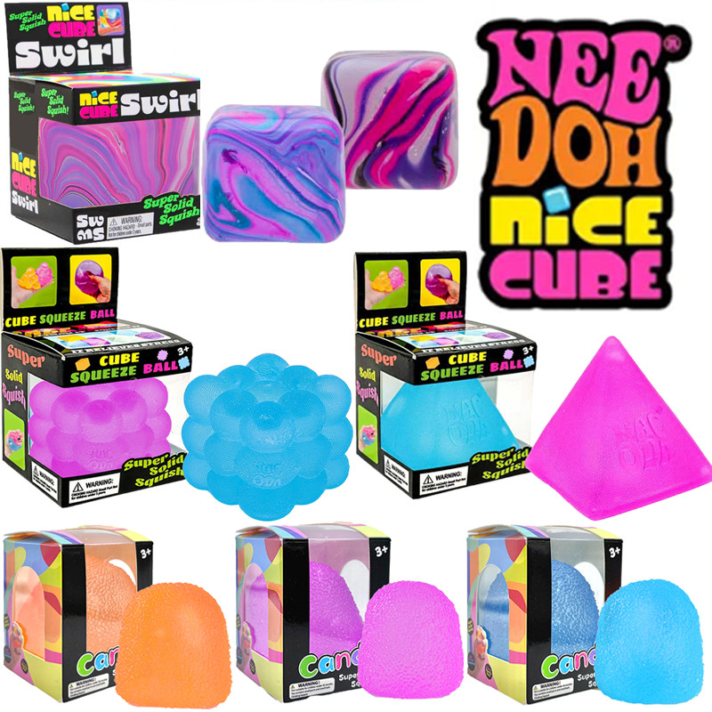 Hot NeeDoh Nice Cube Squishy Fidget ของเล่น ADHD ออทิสติก SPD Schylling super solid squish Slime ของเล่น
