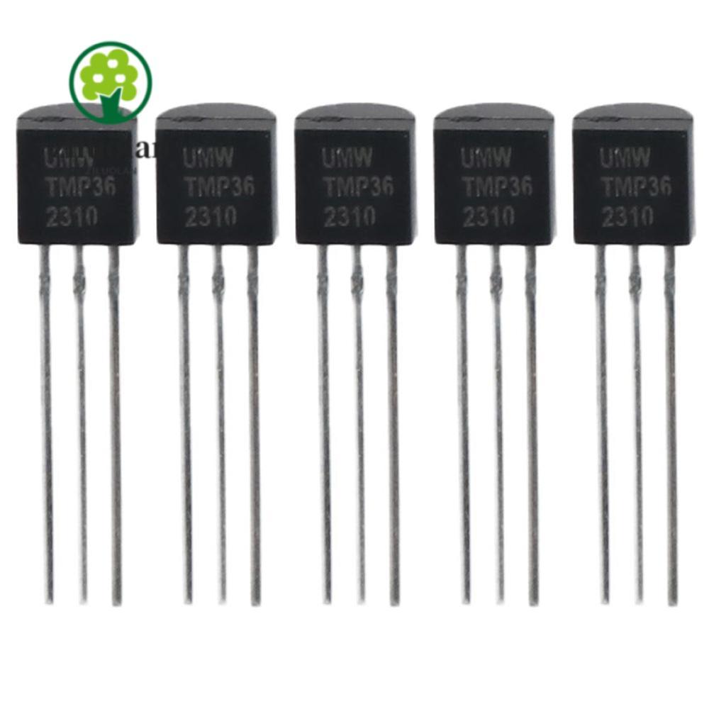 Ziluolan เซ็นเซอร์อะนาล็อกอุณหภูมิ 5 ชิ้น, แรงดันไฟฟ้าต่ํา TMP36GT9Z TMP36 3 พิน, ทนต่ออุณหภูมิสูง -