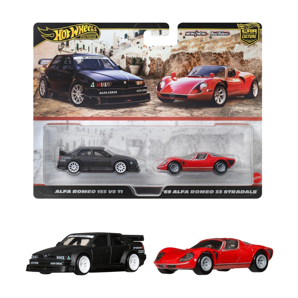 Hot Wheels Premium 2-Pack Alfa Romeo 155 V6 TI 69 Alfa Romeo 33 Stradale Car