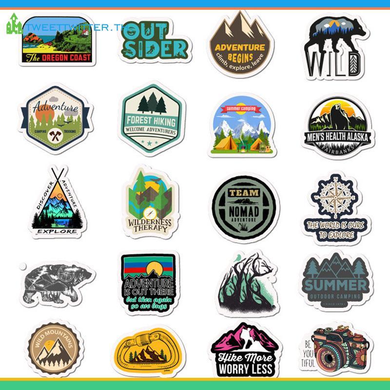ทวีต50ชิ้นตั้งแคมป์ภูมิทัศน์สติกเกอร์การผจญภัยกลางแจ้งปีนเขาสติกเกอร์กันน้ํา ไทย - รูปที่ 5