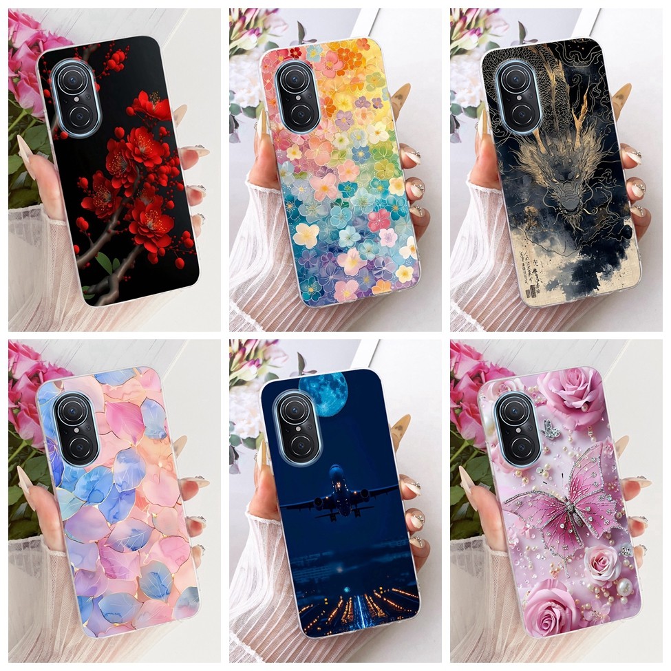 ฝาครอบใส Huawei Nova 9 SE กรณีแมวน่ารักแฟชั่นผีเสื้อตลกทาสีปลอก JLN-LX1 JLN-LX3