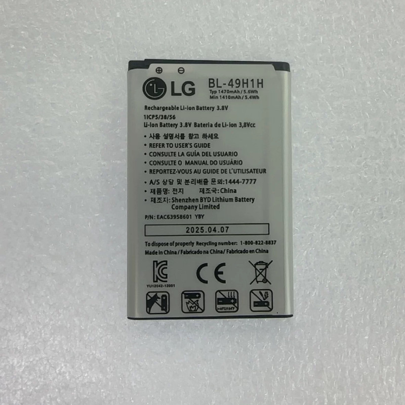เหมาะสําหรับ LG BL-49H1H แบตเตอรี่โทรศัพท์มือถือ 3.8V 1470mAh 5.6 Wh bl-49h1h แบตเตอรี่บอร์ด