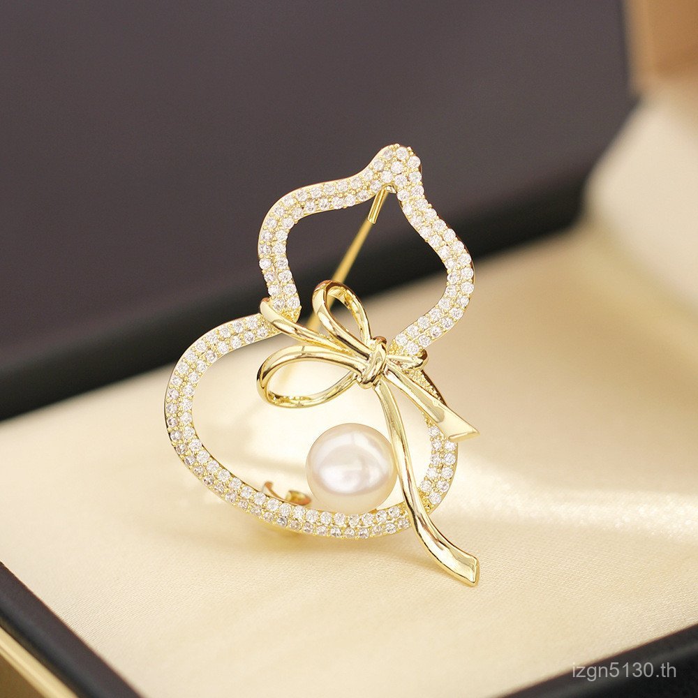 T Classy Gourd ผู้หญิงสไตล์ Meaning อุปกรณ์เสริม Zircon ไข่มุกธรรมชาติ Flu เข็มกลัด Pin สไตล์จีน Hig