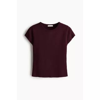 H&M(เอชแอนด์เอ็ม) เสื้อยืดผ้าถักเนื้อละเอียด Women Fine-knit T-shirt 1322347_1