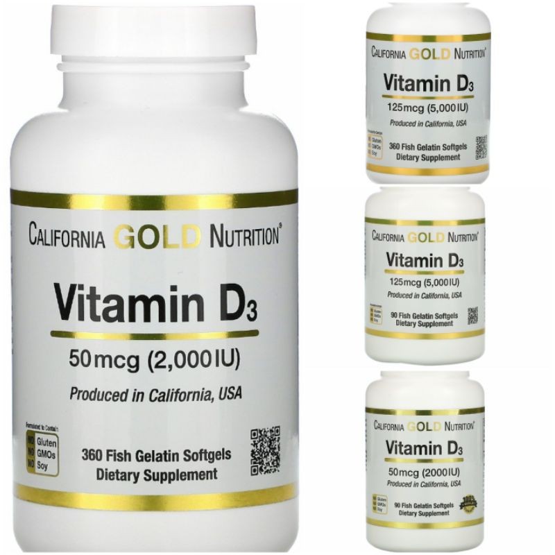 California Nutrition Vitamin D3 2000 IU หรือ 5000IU, 360 ซอฟท์เจล