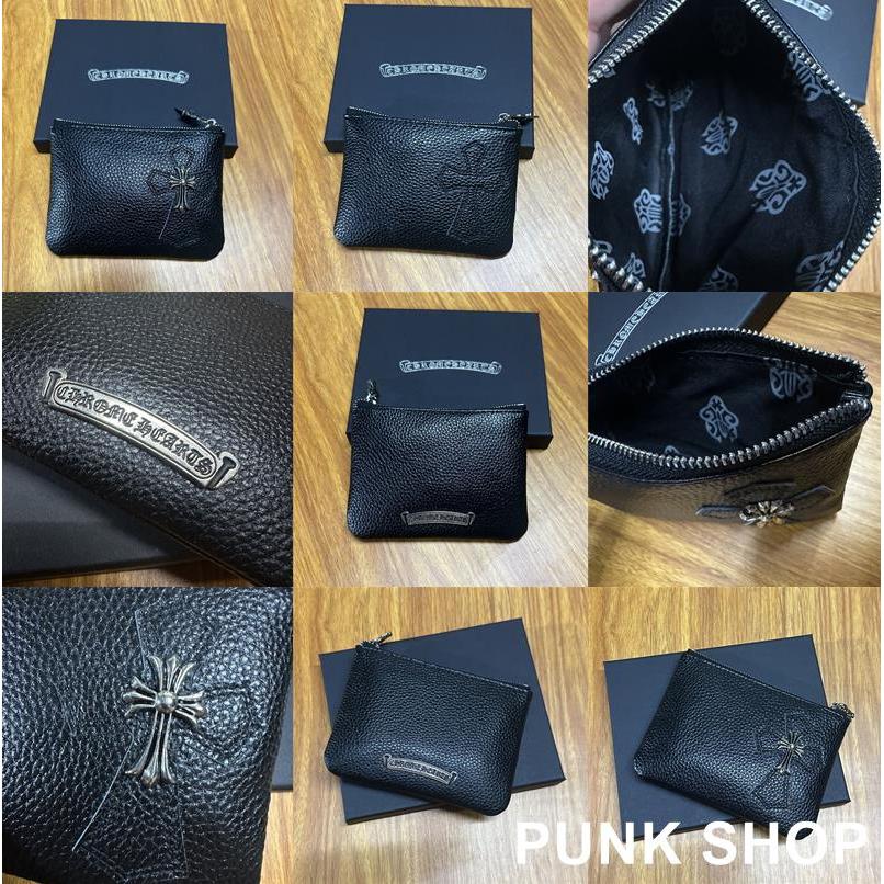 CH♥ กระเป๋าสตางค์ใบสั้น กระเป๋าใส่เหรียญ Cross Cowhide สีดํา Simple Classic 9215 - รูปที่ 5