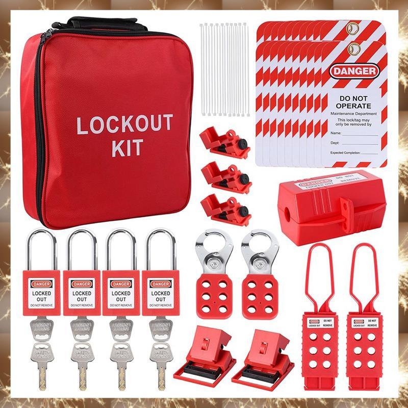(YN)Lockout Tagout Kit, Electric -Kit พร้อม Circuit Breaker Lockout, Lockout Hasps, Tags Multi-Pole 