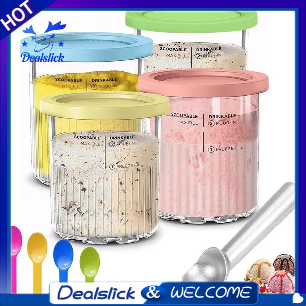 ภาชนะไอศกรีมสําหรับ Creami Pints และฝาปิด 24oz ถ้วย Creami Deluxe NC501 NC500 Series พร้อม Scoops อะ