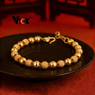 Vnox สร้อยข้อมือลูกปัดทองสําหรับผู้หญิง Matte & Smooth สร้อย…