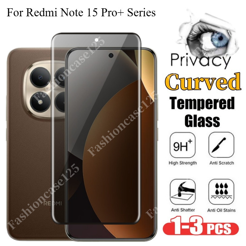 1-3pcs Redmi หมายเหตุ 15 Pro + โค้งส่วนตัวกระจกนิรภัยสําหรับ Redmi หมายเหตุ 15Pro Note15 5G 4G 2026 ฝาครอบป้องกันหน้าจอป้องกัน Peek ฟิล์มความเป็นส่วนตัว 9H Hardnes Anti Scratch