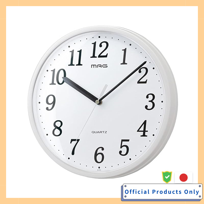 MAG Wall Clock Analog Lightweight Silent Continuous Second Hand 31.0cm White Plataaf W-798A WH-Z Noa