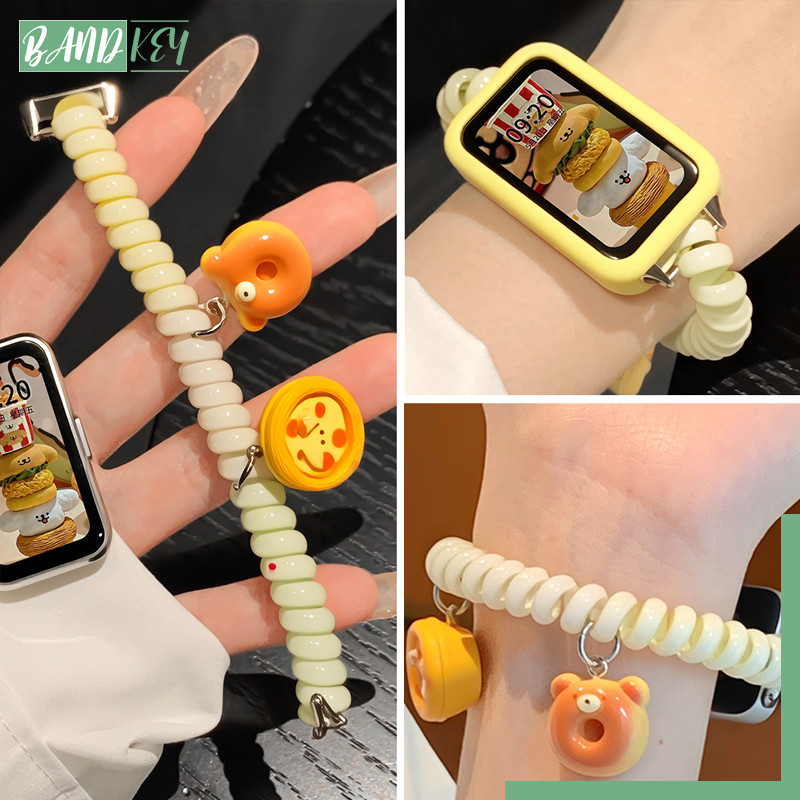 สายรัด TPU ยืดหยุ่น for Smartwatch Huawei Band 11/11 Pro 10 9 8/NFC สายยางสำหรับผู้หญิง Scrunchie สายรัดข้อมือน่ารัก