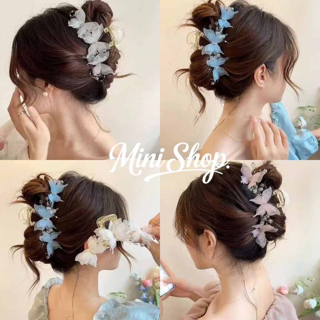 Mini shop🌸พร้อมส่ง🌸(VO-67)กิ๊ฟหนีย ดีเทลแต่งลายผีเสื้อน่ารักมาก สไตล์เจ้าหญิง