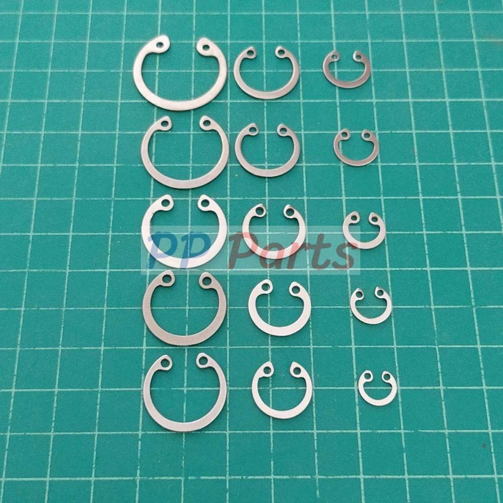 C clip Circlip คลิป หนีบ แหวนล็อค กิ๊ปล็อค Internal Ring แบบล็อคใน 8-24mm #ล็อคใน-เงิน (1 ตัว)