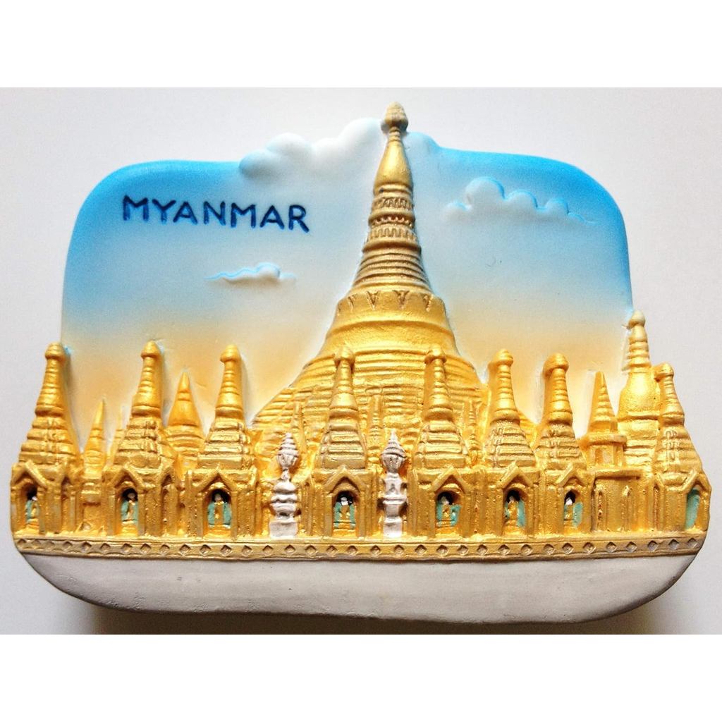 WitnyStore Shwedagon Pagoda มินิเรซิ่นแฮนด์เมดจากเจดีย์ที่ย่างกุ้ง เมียนมา - ใช้ตกแต่งตู้เย็นและสะสม