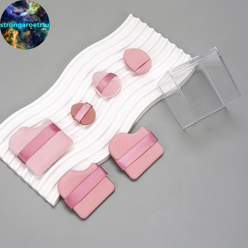 Strongaroetrtu 6 ชิ้น/เซ็ตพัฟสีชมพู Thumb Puff คอนซีลเลอร์ Blusher แห้งและเปียกแต่งหน้าเครื่องมือผิว