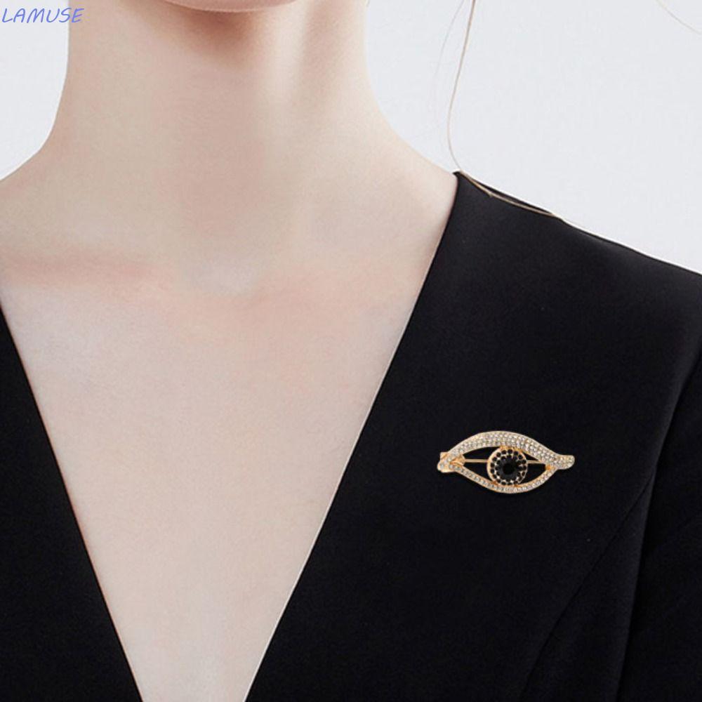 LAMUSE Devil Eye เข็มกลัด Pin, จี้คริสตัล Hollow Out Rhinestone Eye เข็มกลัด, Mini Vintage ตกแต่ง Lu