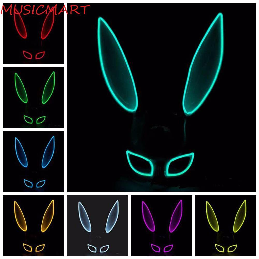 MUSICMART หน้ากากคอสเพลย์ พลาสติกหลายสี หน้ากากกระต่าย หน้ากากไฟ LED คอสเพลย์ หน้ากากไฟ LED