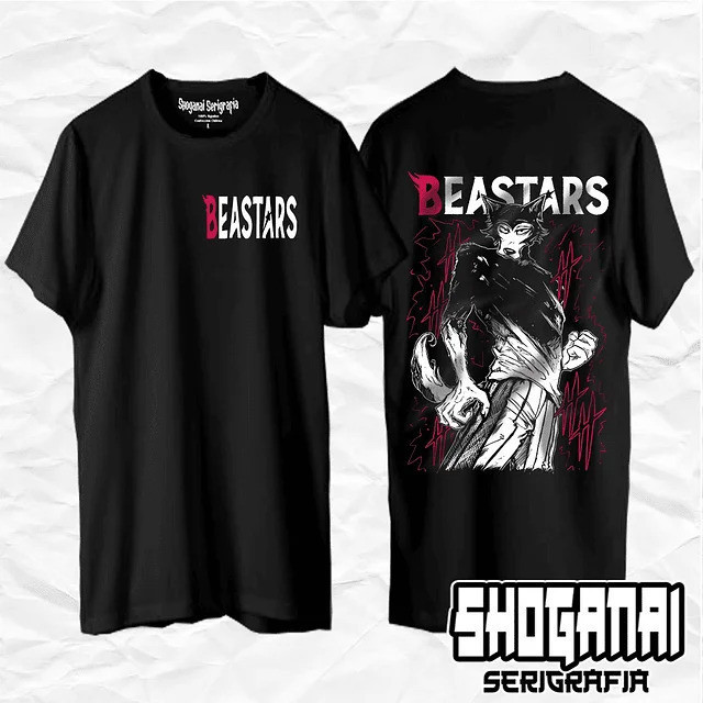 ลีโกชิ - เสื้อยืดอนิเมะ Uniseks Beastars 100% ผ้าฝ้าย เสื้อมังงะ