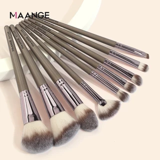 MAANGE 9PCS ชุดแปรงแต่งหน้า เหมาะสำหรับ แปรงปัดแก้มรองพื้น ชุดไฟเบอร์ไนล่อน เครื่องมือความงาม