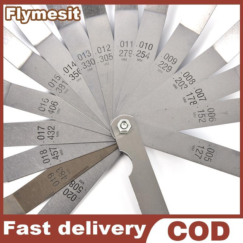 Flymesit 16 ใบมีด Feeler Gauge เมตริกฟิลเลอร์ 0.127-0.508 มม. วาล์ว Gage Measurment EN