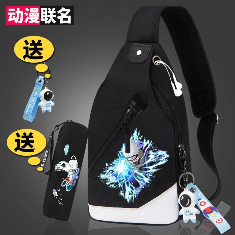 Anime Co-Branded กระเป๋าคาดหน้าอกผู้ชายอินเทรนด์กระเป๋าคาดหน้าอกผู้ชายกลางแจ้งเฉพาะกระเป๋าเป้สะพายหล