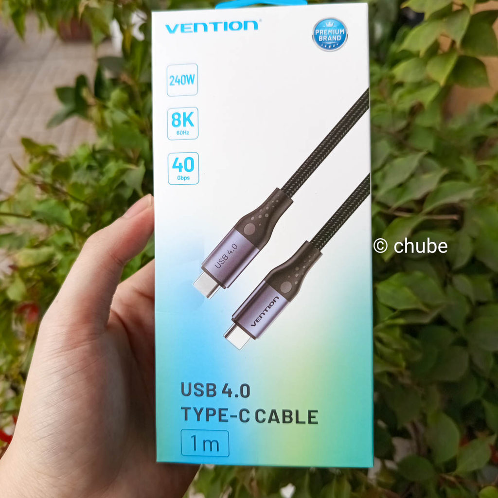 Vention สาย USB 4.0 40Gbps 60Hz 240W video Output C to C