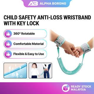 Alpha Infant Baby Kids Anti Lost Baby Safety Harness Wrist Band Protection Sticker Key Lock Sensor 360° Degree Rotation