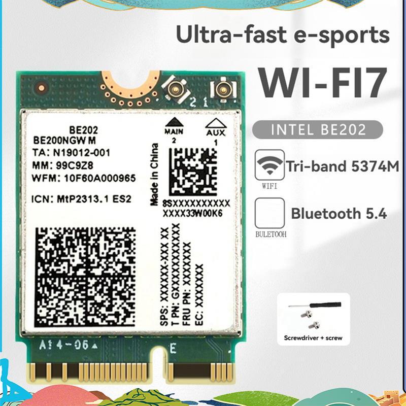 BE202 WiFi7 5374M การ์ดเครือข่ายไร้สาย Tri-Band 2.4/5/6G Bluetooth 5.4 Gigabit Adapter