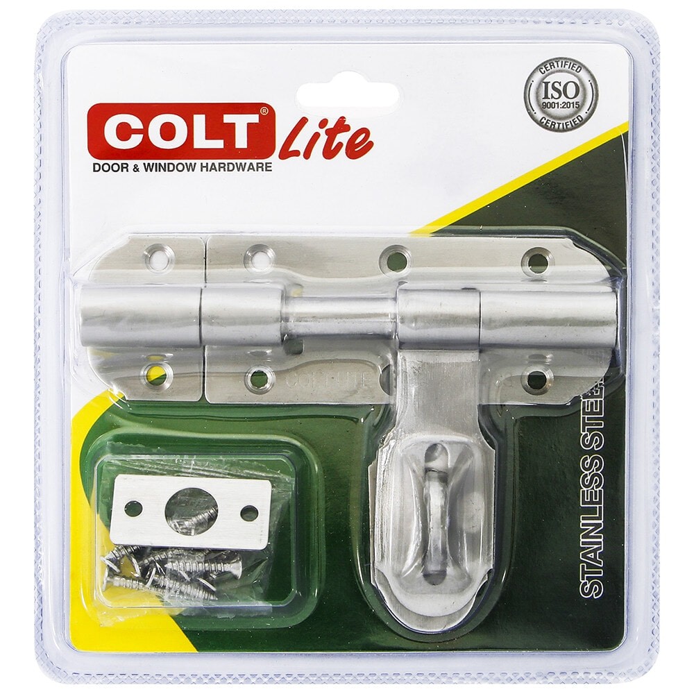 GlobalHouse COLT LITE กลอนขวางสแตนเลส รุ่น 3034 ขนาด 4 นิ้ว สีสแตนเลส (แพ็ค 1)