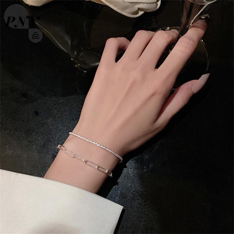 [PNY] กําไลข้อมือแบบปรับได้ประกายสําหรับผู้หญิงเครื่องประดับงานแต่งงาน Gypsophila หรูหรา VN