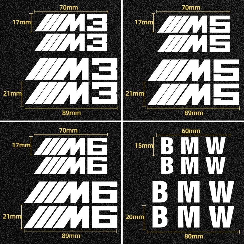 4pcs รถ Caliper สติกเกอร์ล้อ Hub Decals สําหรับ BMW M Performance E36 E60 E90 X2 X1 X3 X5 E46 E39 E7
