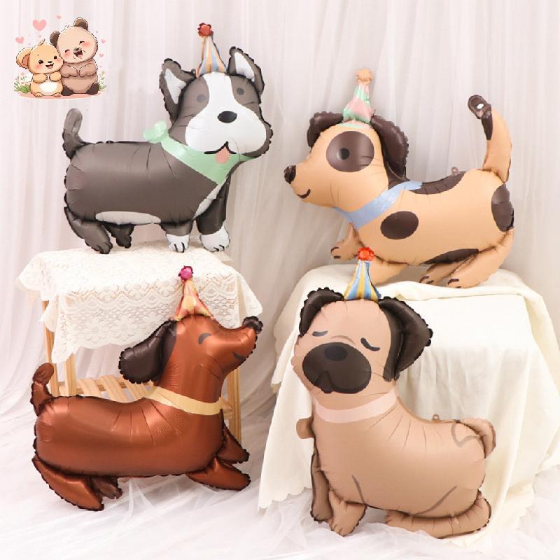 ลูกโป่งลูกสุนัข Dalmatian Husky Pug Sausage Spotted Matte Dog Balloon สําหรับวันเกิด Baby Shower Paw