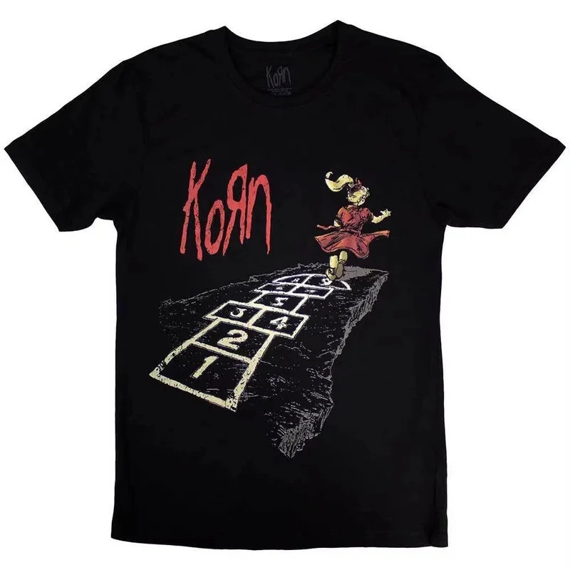 ขายร้อน เสื้อยืดผ้าฝ้าย Korn ตามผู้นำ เสื้อยืดพิมพ์ลาย Hopscotch สีดำสำหรับผู้หญิงและผู้ชาย ใหม่ อย่างเป็นทางการ ยูนิเซ็