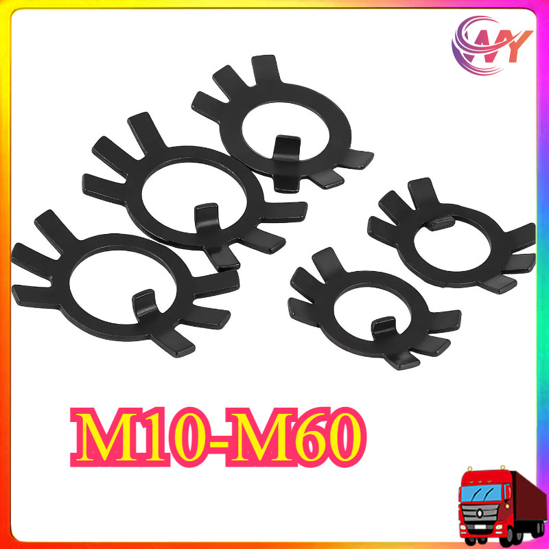 ปะเก็นตรวจสอบสีดําหยุดปะเก็นเหล็กสีดําหกกรงเล็บกษัตริย์ล็อคแผ่นM10-M60 WY-MB