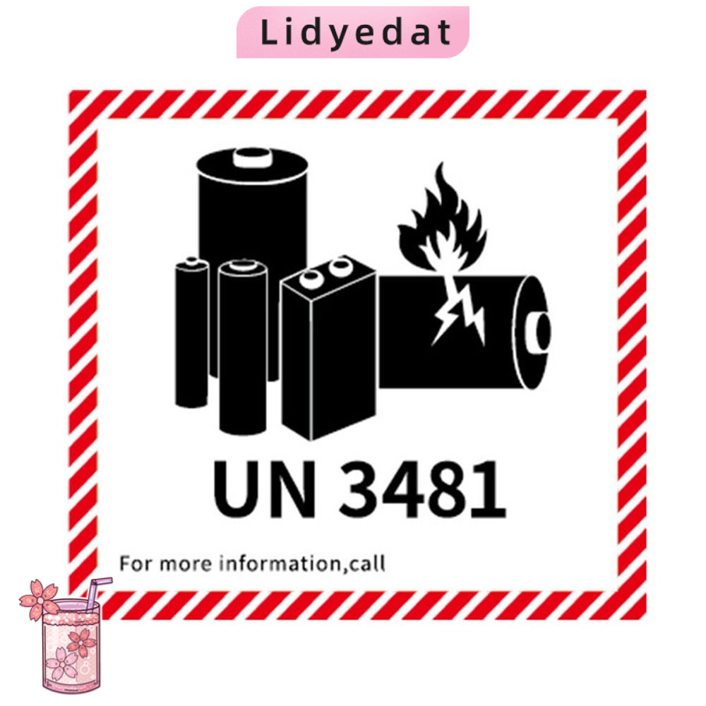 เยี่ยมเลย165ฉลากไฟแบตเตอรี่,4.7 "x4.3"ป้ายแบตเตอรี่ลิเธียมขนส่งสีแดง,UN3481แผ่นทองแดงลิเธียมกาวป้ายเ