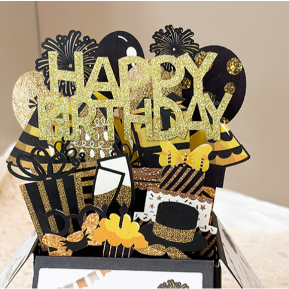 🎂สร้างสรรค์ pop up 3D การ์ดวันเกิด การ์ดอวยพรวันเกิด Birthday Card การ์ดป็อปอัพ ของขวัญวันเกิด - รูปที่ 2