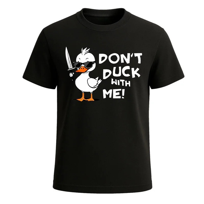 Men'S Funny Duck with Knife T Shirt DON'T DUCK WITH ME!”Unisex Women Tee Casual Cotton O-Neck Tops O