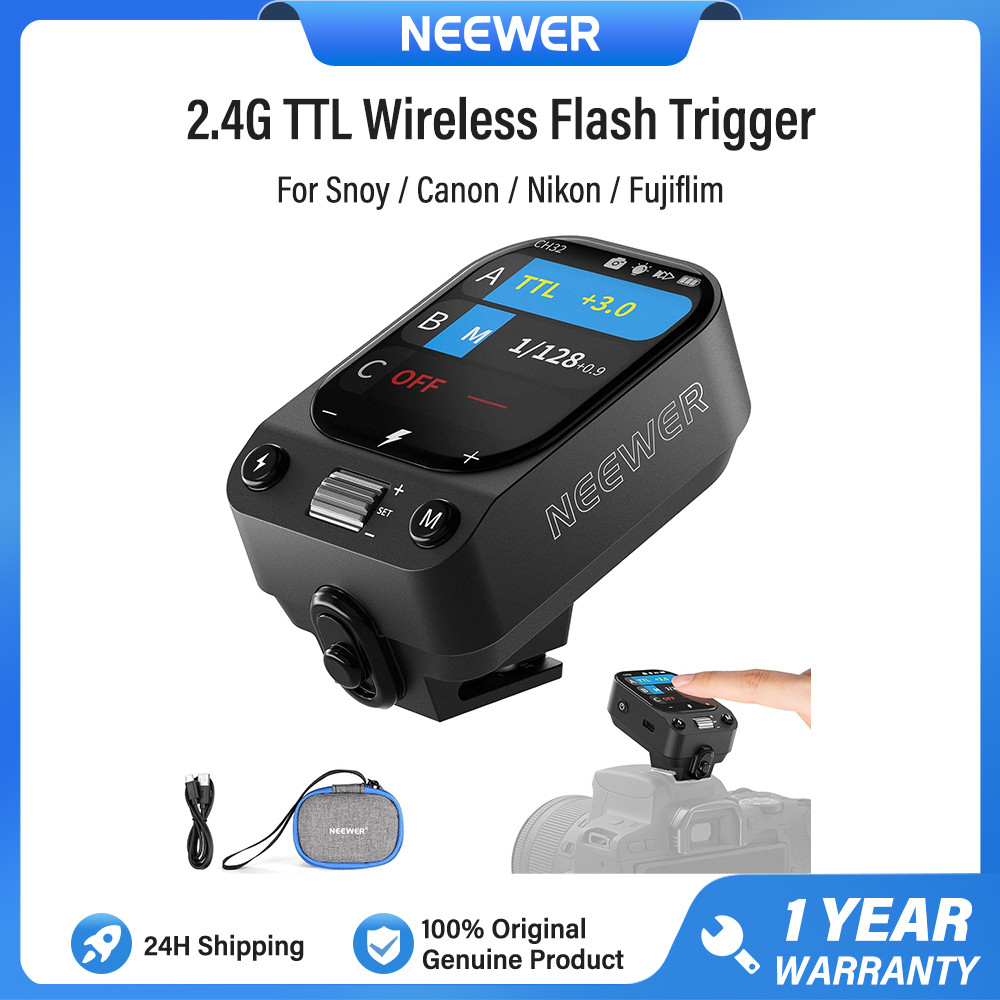 NEEWER QZ 2.4G TTL เครื่องส่งสัญญาณแฟลชทริกเกอร์ไร้สายสําหรับ Canon/Sony/Nikon/Fujifilm, QZ-C/QZ-S/Q