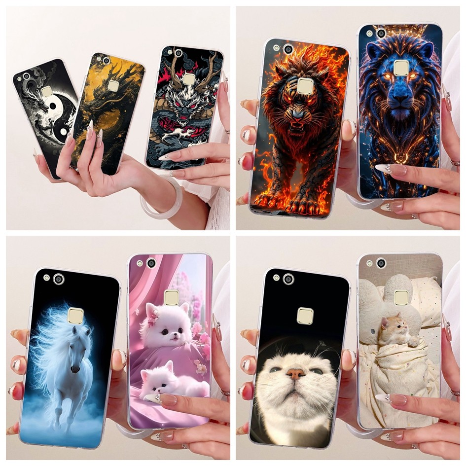 ปลอกสําหรับ Huawei P10 Lite กรณี WAS-L03T WAS-TL10 WAS-LX1 Cool Dragon แมวน่ารักการ์ตูนซิลิโคนอ่อนนุ่มสําหรับ Huawei P10Lite Shell
