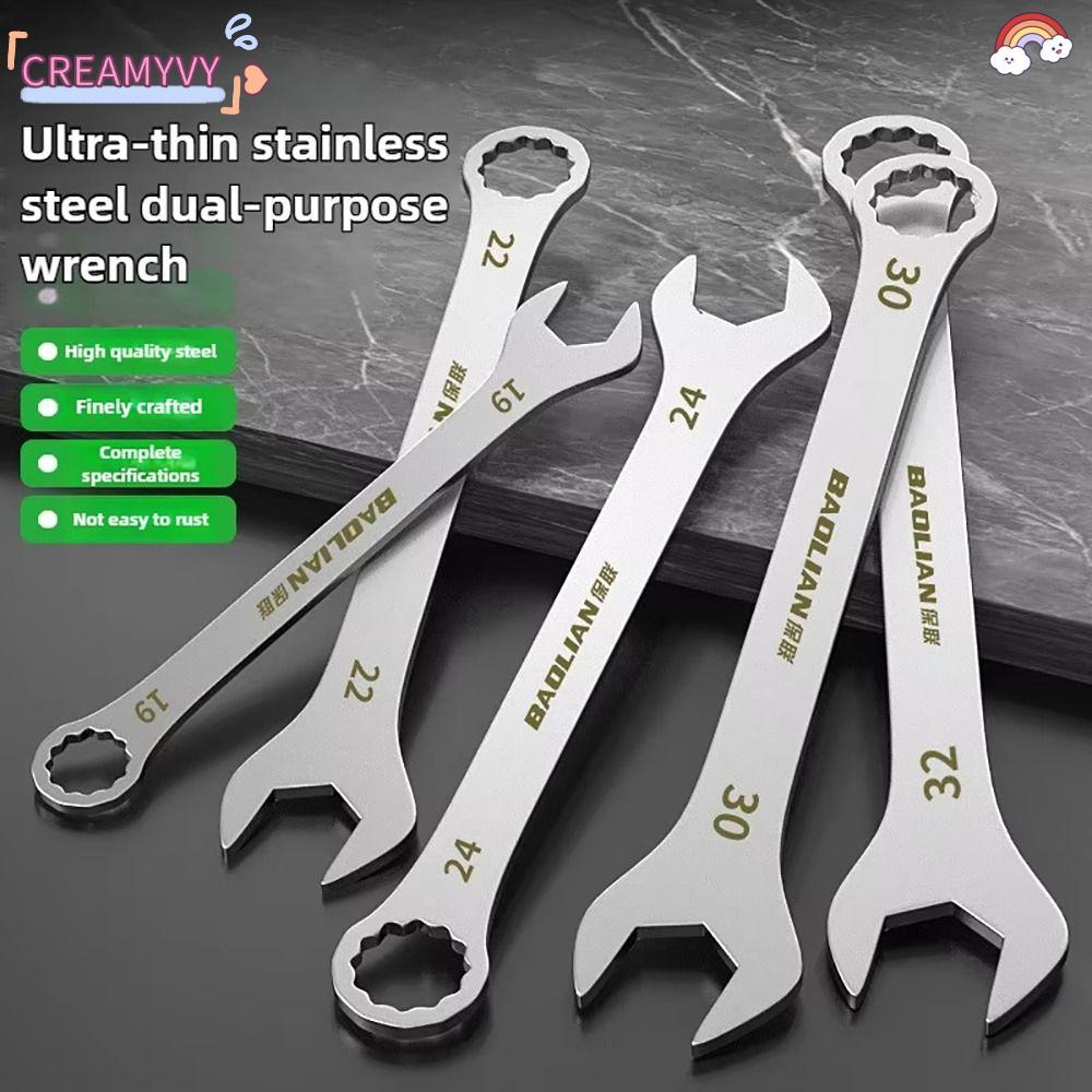 CREAMYVY 1 ชิ้น Ratchet Spanner, Double-end 5-32 มม.ประแจปลายเปิดบางเฉียบ,ทนทาน Multi-Function ความหนา 3 มม.ประแจปลายเปิดจักรยานรถจักรยานยนต์รถซ่อมเครื่องมือ