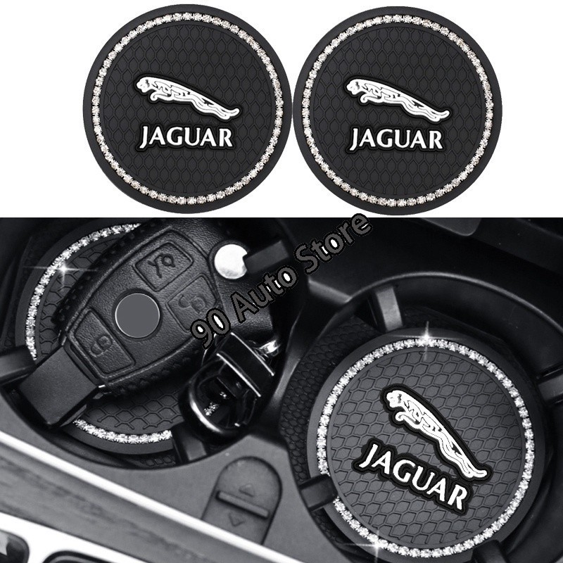 2PCS สําหรับ Jaguar XF2008 XF2009 XJS XJ8 เพชรภายในรถ Coaster ถ้วยน้ําสล็อตแผ่นกันลื่น Pad Accessori