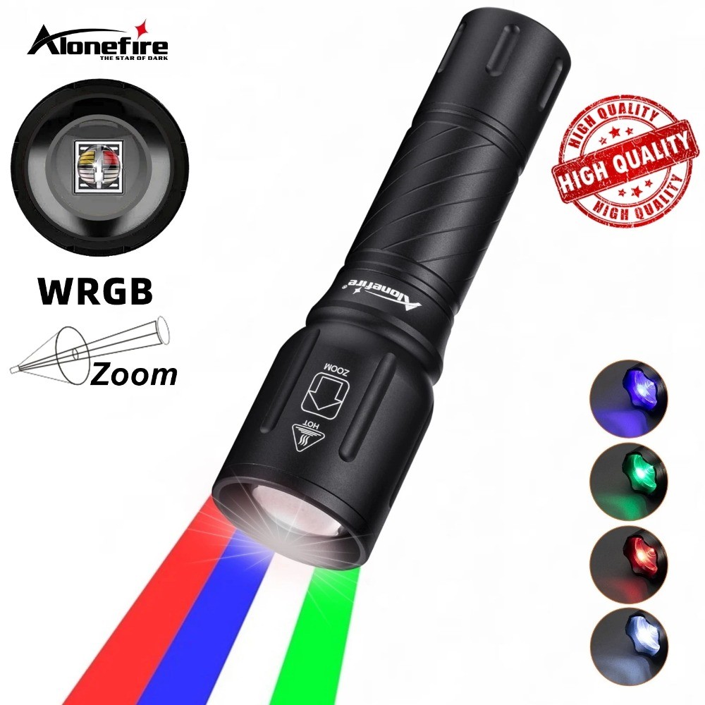 Alonefire X97WRGB ซูม 4-in-1 หลากสีสีฟ้า/สีเขียว/สีแดง Led ไฟฉาย High Power กลางแจ้งถ่ายภาพ Selfie Light เดินป่า Camping Totch