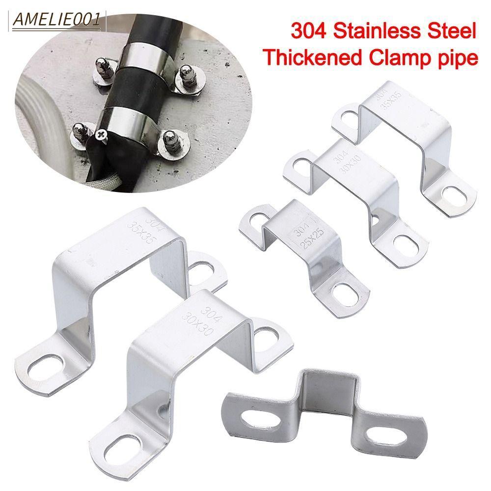AMELIE0 Ohm Tube Card, ท่อประปากระชับ Fastening Buckles Horseback ท่อ Clamp, ทนทาน 304 คลิปสแตนเลส M