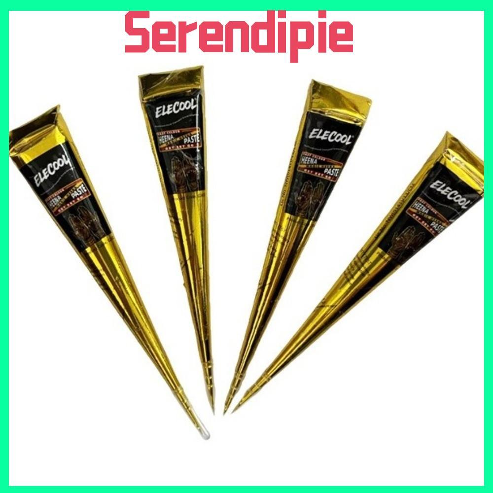 SERENDIPIE Henna Tattoo Cream, Temporary Black Brown Henna Paste Cone, Mehndi Easy-To-Use กึ่งถาวร M